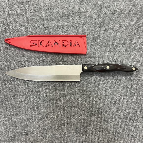 Cutco Chef Knife 8 Inch USA Made Black Handle With Skandia Red Blade Guard Cover - Picture 1 of 6